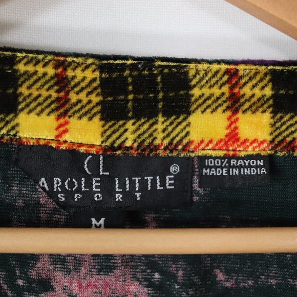 vintage 90s plaid velvet patchwork tunic top M holiday blouse shirt boho vtg - Picture 6 of 6